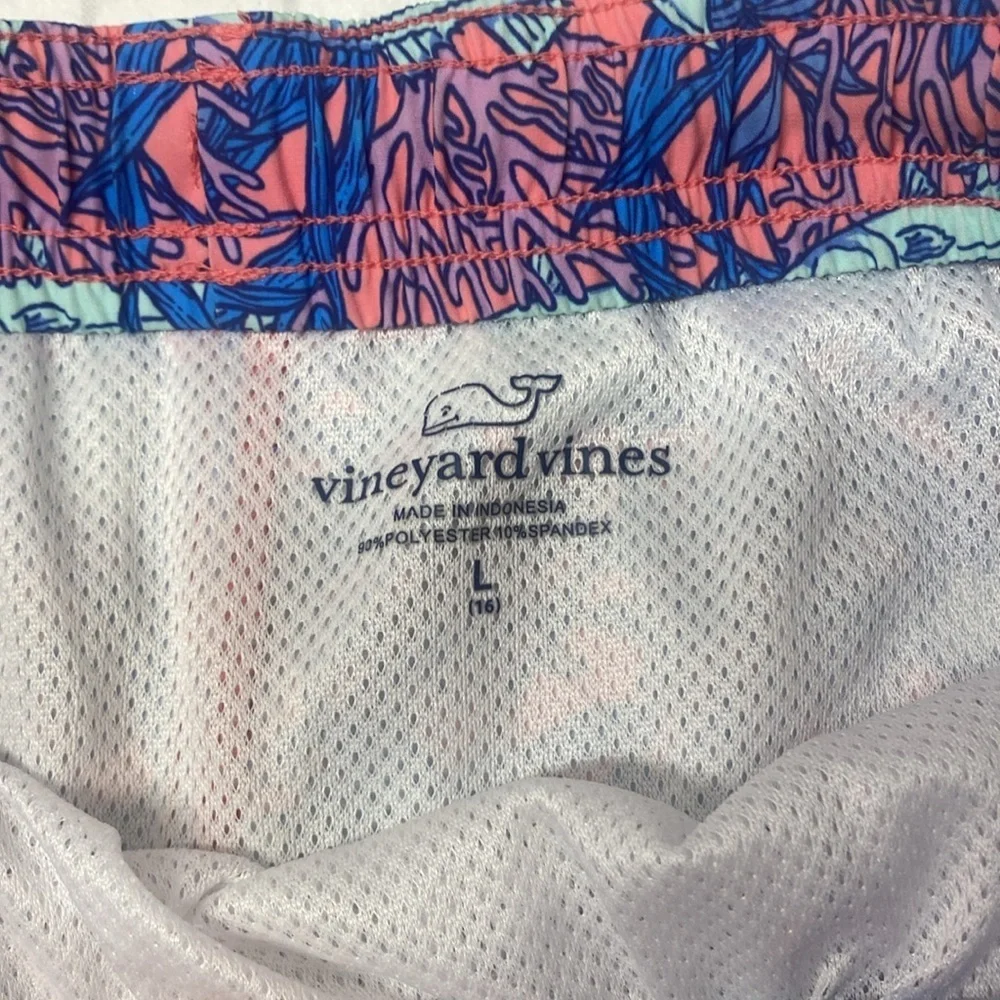 VINEYARD VINES Chappy Print Swim Trunks - Coral Papaya Passion Size Large